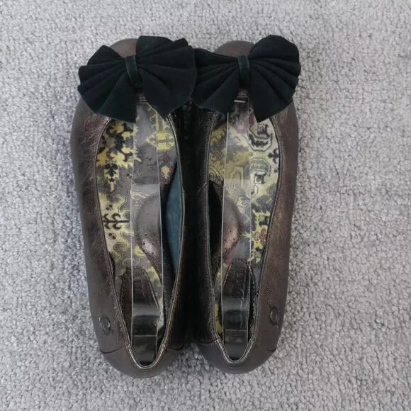 Born Molly Ballet Flats Womens 6 Comfort Shoes Slip On Bow Brown Bronze Leather - Picture 9 of 11